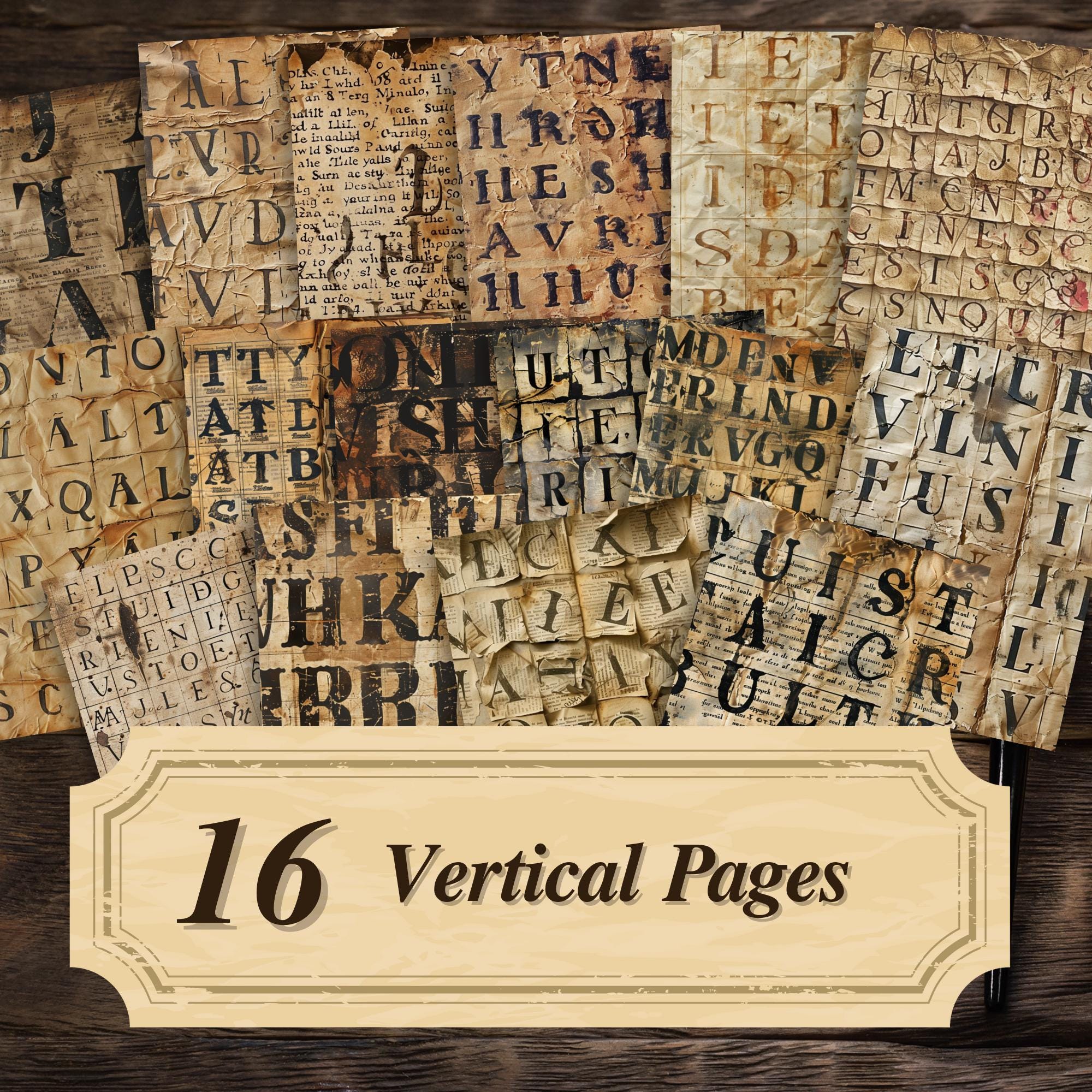 Vintage Junk Journal Pages Printable : Typography Distressed Grunge ...