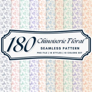 Lot de 180 toile de Jouy motif transparent floral vintage papier numérique indésirable Journal papier Chinoiserie motif motif floral toile française