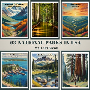 63 National Park in USA ,Vintage Travel Posters, Digital Posters, Digital Prints, Mega Bundle, PRINTABLE Wall Art , National Park Poster