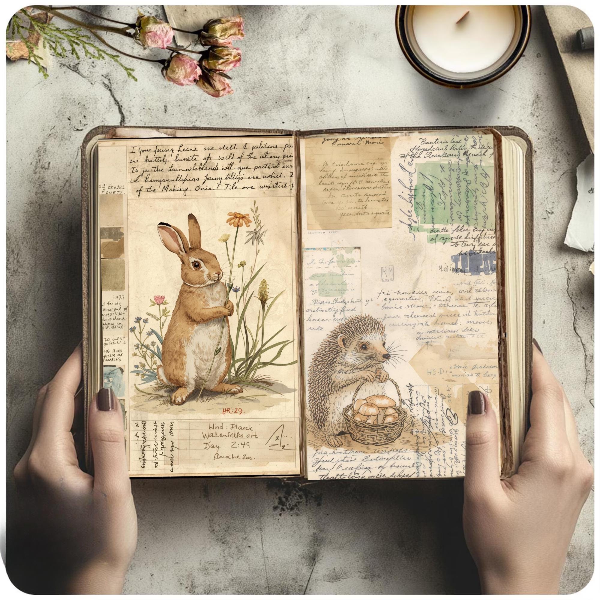 Beatrix Potter Watercolor Swatch Book Junk Journal Pages : Vintage ...
