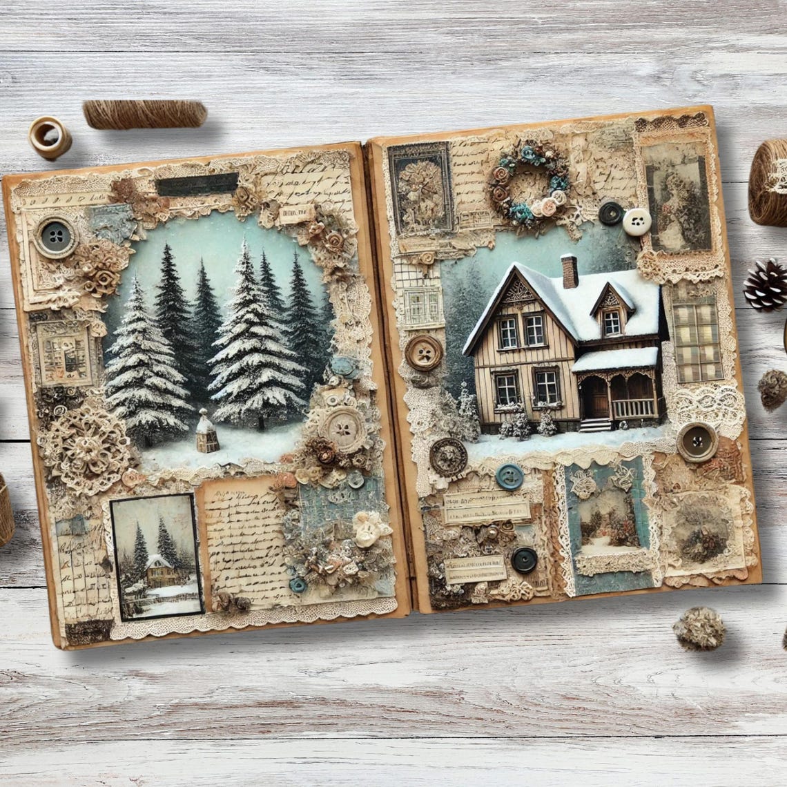 Cozy Winter Junk Journal Kit Printable : Scrapbooking Winter Digital ...