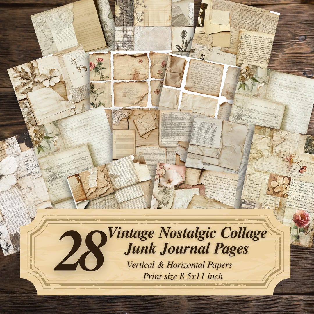 Nostalgic Collage Junk Journal Pages Printable : Vintage Ephemera PDF ...