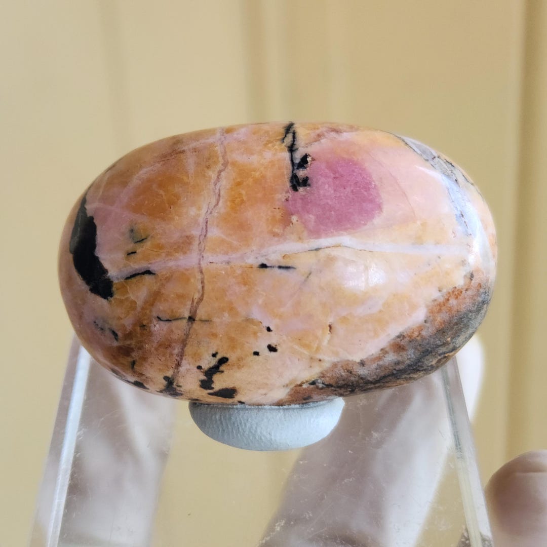 What an Aesthetic Piece of Rhodonite Palmstone From Brazil, Orange ...