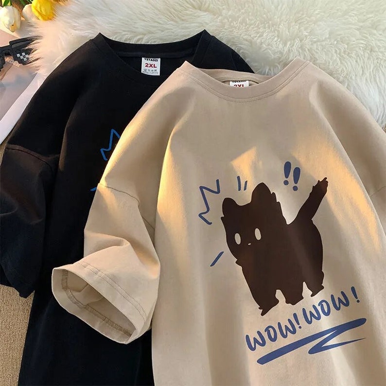 Niche Design Shocked Cat T Shirts - Etsy