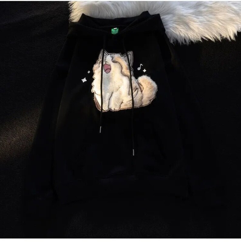 Cute Singing Fluffy Cat Hoodie