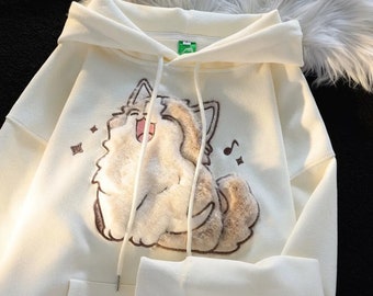 Cute Singing Fluffy Cat Hoodie