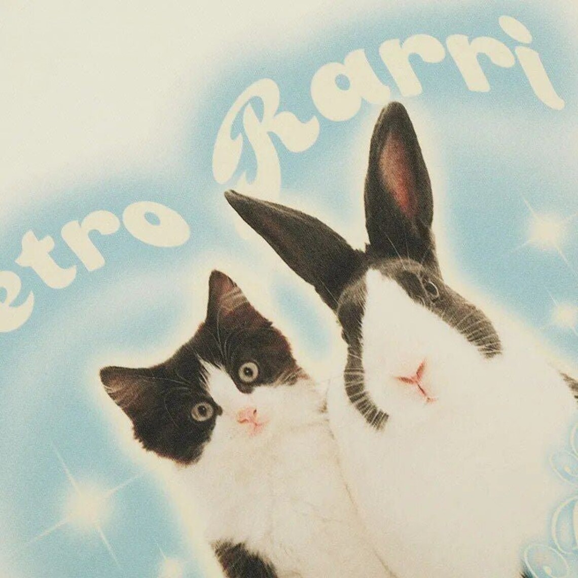 Beige Retro Y2K Rabbit and Cat T Shirt - Etsy