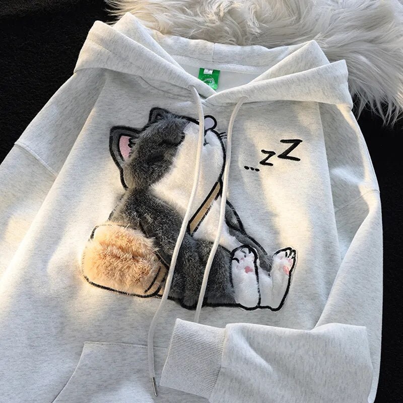 Fuzzy cat hoodie sale