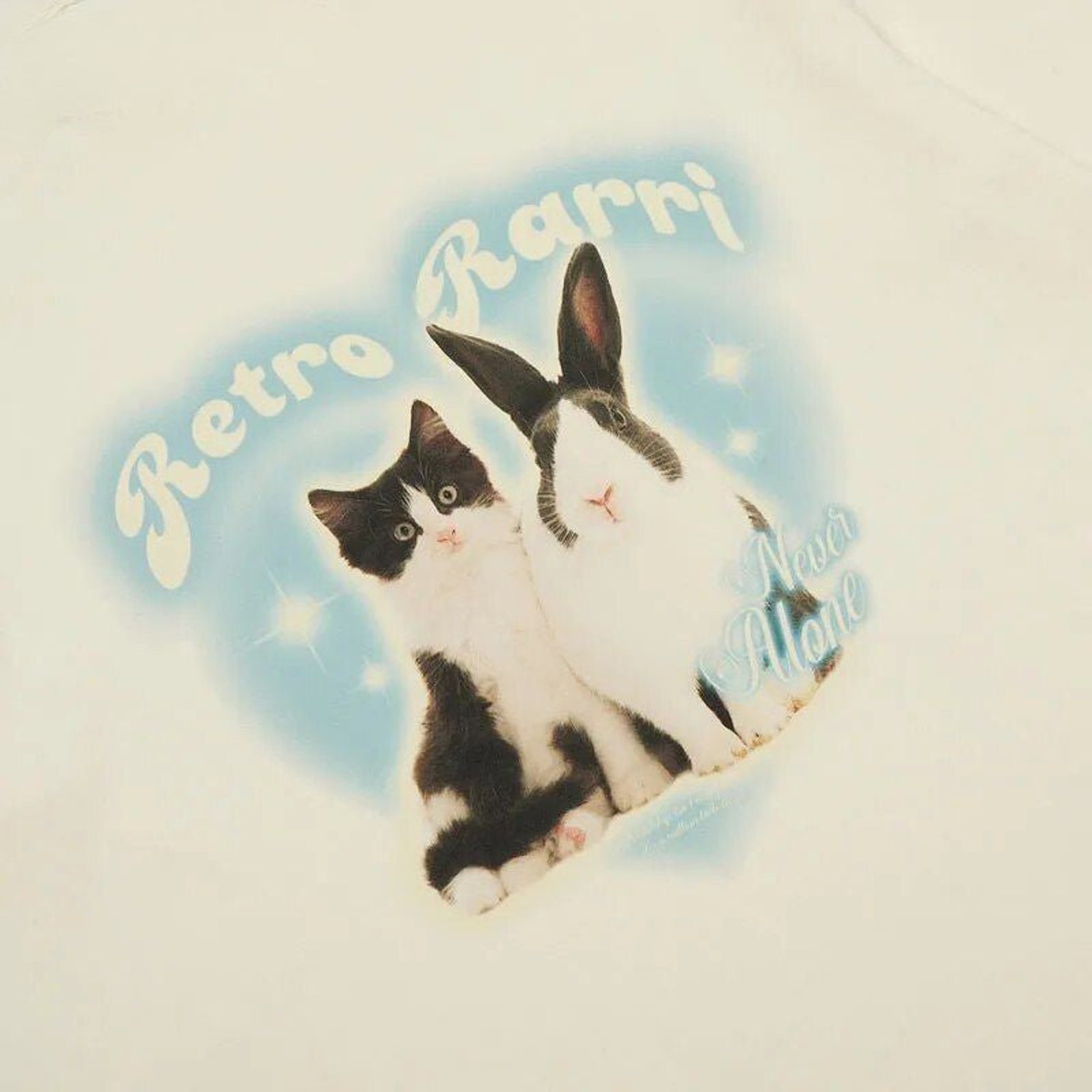 Beige Retro Y2K Rabbit and Cat T Shirt - Etsy