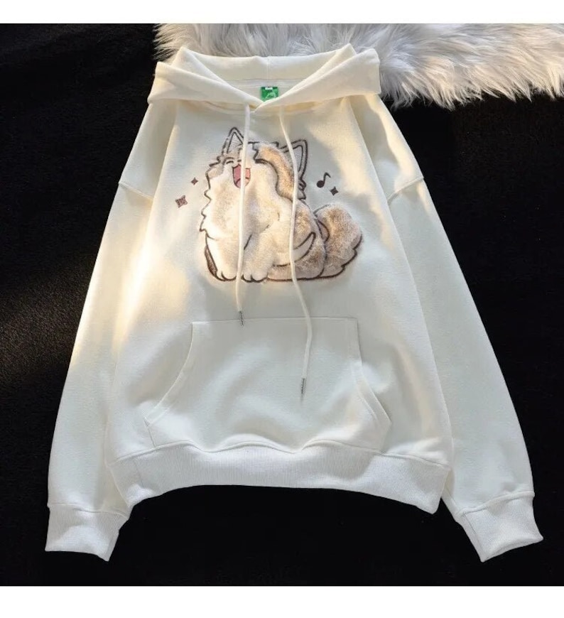 Cute Singing Fluffy Cat Hoodie