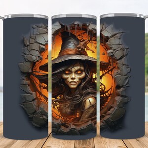 Halloween Witch Tumbler PNG: Spooky Pumpkin Design (Digital Download)