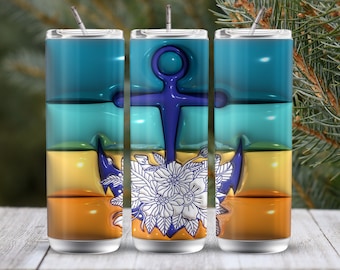 Inflated Nautical Anchor 20oz Tumbler Wrap: 3D Puffy Sublimation PNG (Digital Download)