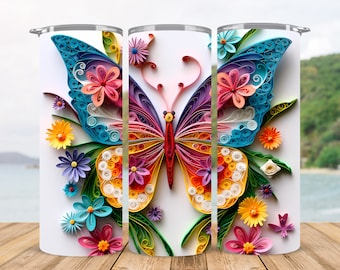 Butterfly Tumbler Wrap: 20 oz Skinny Tumbler Sublimation Design (Digital Download)