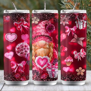 Watercolor Gnome Glitter 20oz Tumbler Wrap: Heart Butterfly (Digital Download)