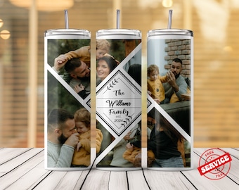 Personalized Family Photo Tumbler Template: 20oz Skinny Tumbler (Digital Download)