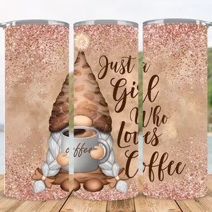 Coffee Lover Girl Gnome 20oz Tumbler Wrap: Sublimation Design (Digital Download)