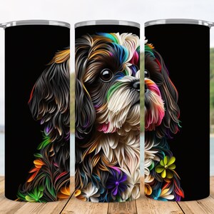 Shih Tzu Tumbler Wrap: Floral Dog Breed Design (Digital Download)