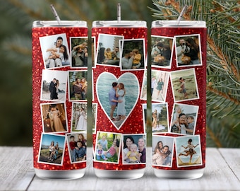 Family Photo Collage Tumbler Template: 21 Photos, Skinny 20oz (Digital Download)