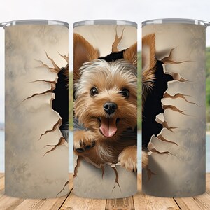 Yorkie Dog 20oz Tumbler Wrap: 3D Animal Sublimation Design (Digital Download)