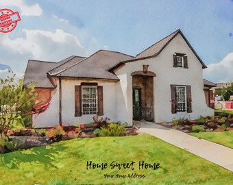 Custom Watercolor House Portrait, Personalized Home Painting (Digital Download)