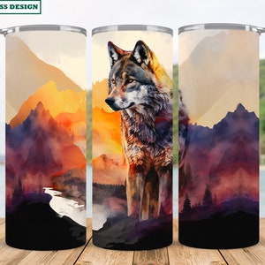 Wolf PNG Tumbler, 20oz Skinny Tumbler, Sublimation Designs for Straight and Tapered Tumbler, Wolf Instant Digital Download, Wolf PNG File