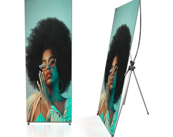 24"x63", 32"x71" Custom Print Full Color Adjustable X-Stand Vinyl banner Print Included