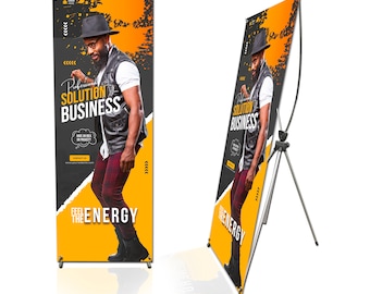 24"x63", 32"x71" Custom Print Full Color Adjustable X-Stand Vinyl banner Print Included