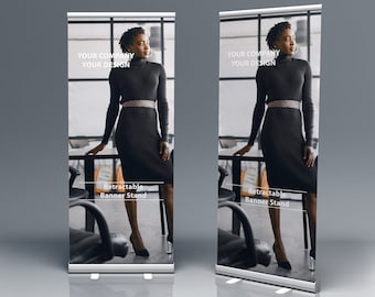 33" x 81" Custom Retractable Banner, Custom Pop-up Banner Stand, Custom roll up stand, Custom Banner Display Stand, Banner is Included