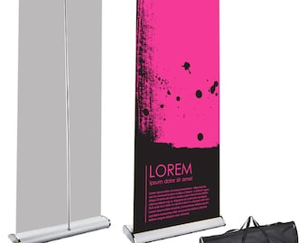 33" x 81" Deluxe Custom Retractable Banner, Custom Pop-up Banner Stand, Custom roll up stand, Custom Banner Display Stand, Banner Included