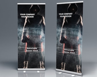 33" x 81" Custom Retractable Banner, Custom Pop-up Banner Stand, Custom roll up stand, Custom Banner Display Stand, Banner is Included