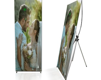 24"x63", 32"x71" Custom Print Full Color Adjustable X-Stand Vinyl banner Print Included