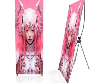24"x63", 32"x71" Custom Print Full Color Adjustable X-Stand Vinyl banner Print Included