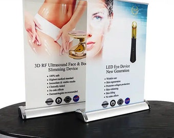 Mini Roll up banner, Tabletop Retractable banner, Table display banner 11.5" x 17.5"