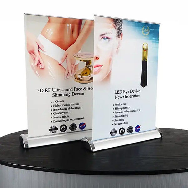 Mini Roll up banner, Tabletop Retractable banner, Table display banner 11.5" x 17.5"