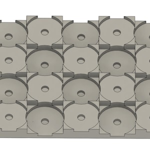 May include: A gray plastic storage rack with 24 circular compartments, designed to hold and organize small items.