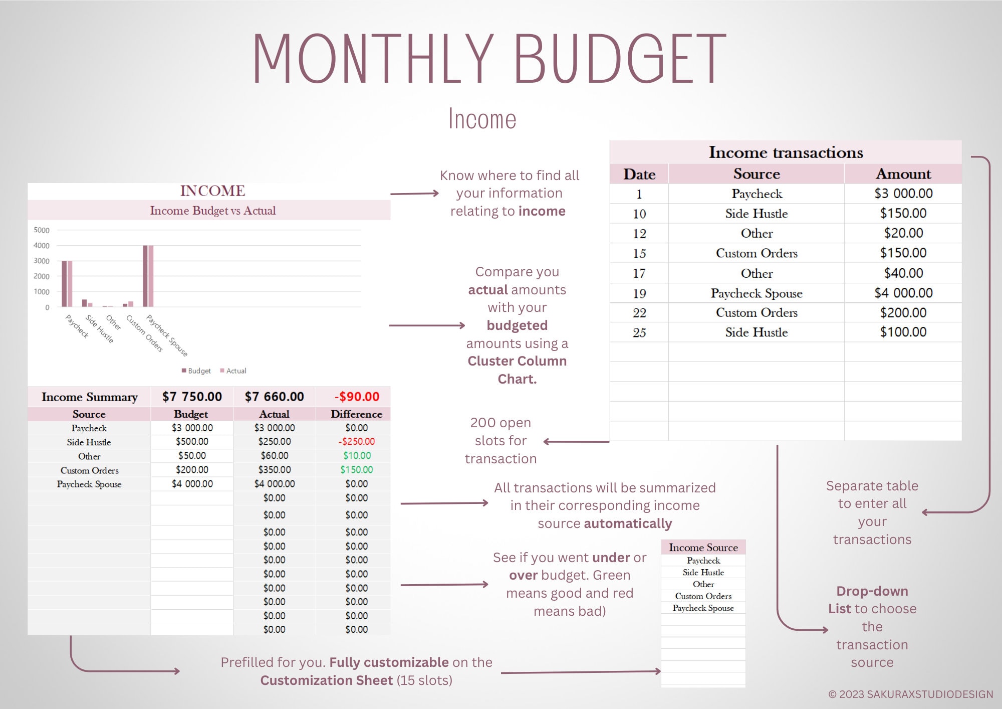 Monthly Budget Template, Microsoft Excel Budget Template,