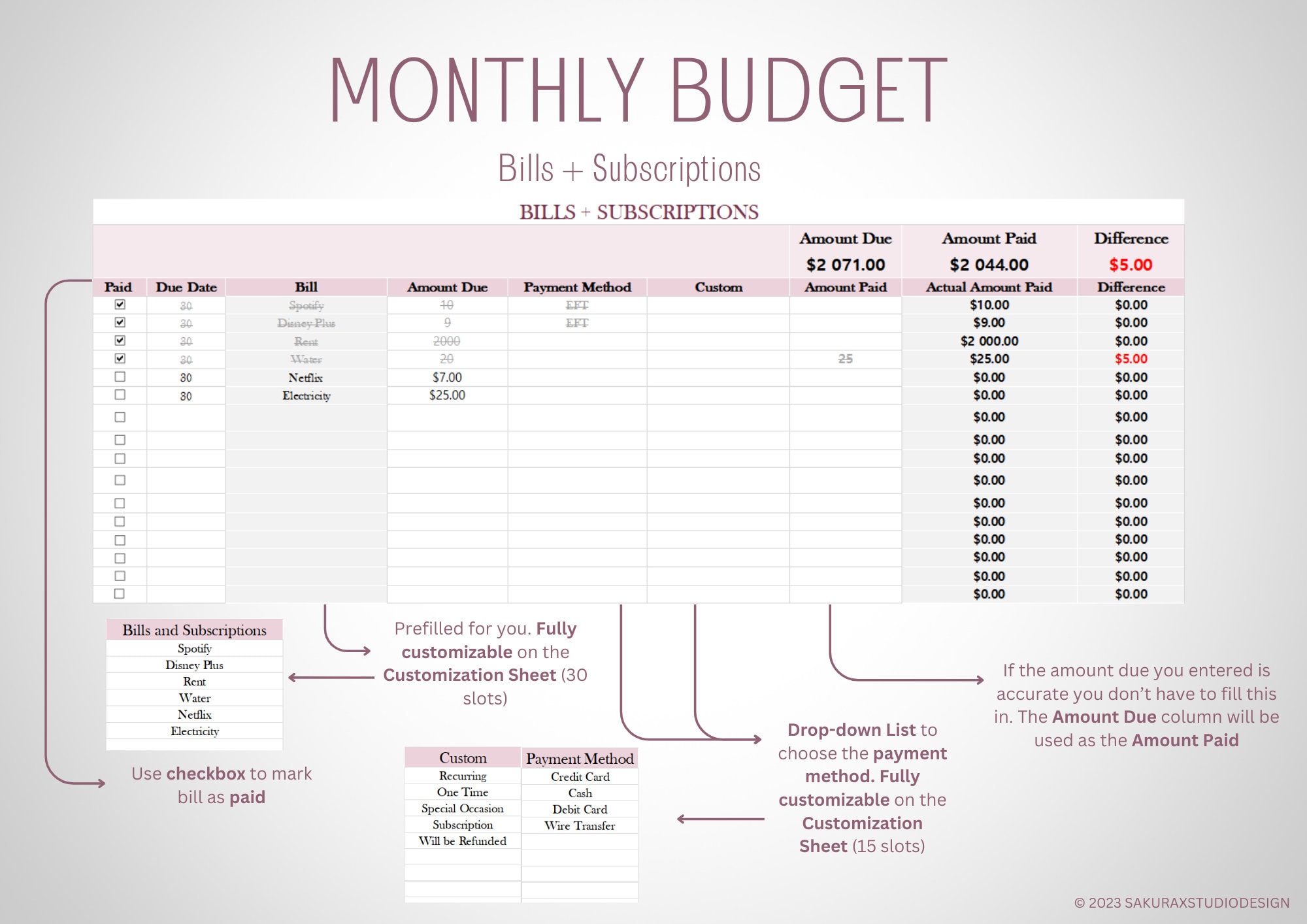 Monthly Budget Template, Microsoft Excel Budget Template,