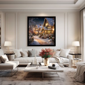 Aquarelschilderijen met kerstthema Voor het maken van wenskaarten of wandafbeeldingen, klaar om 6 afbeeldingen af te drukken, Feestelijke Sereniteit