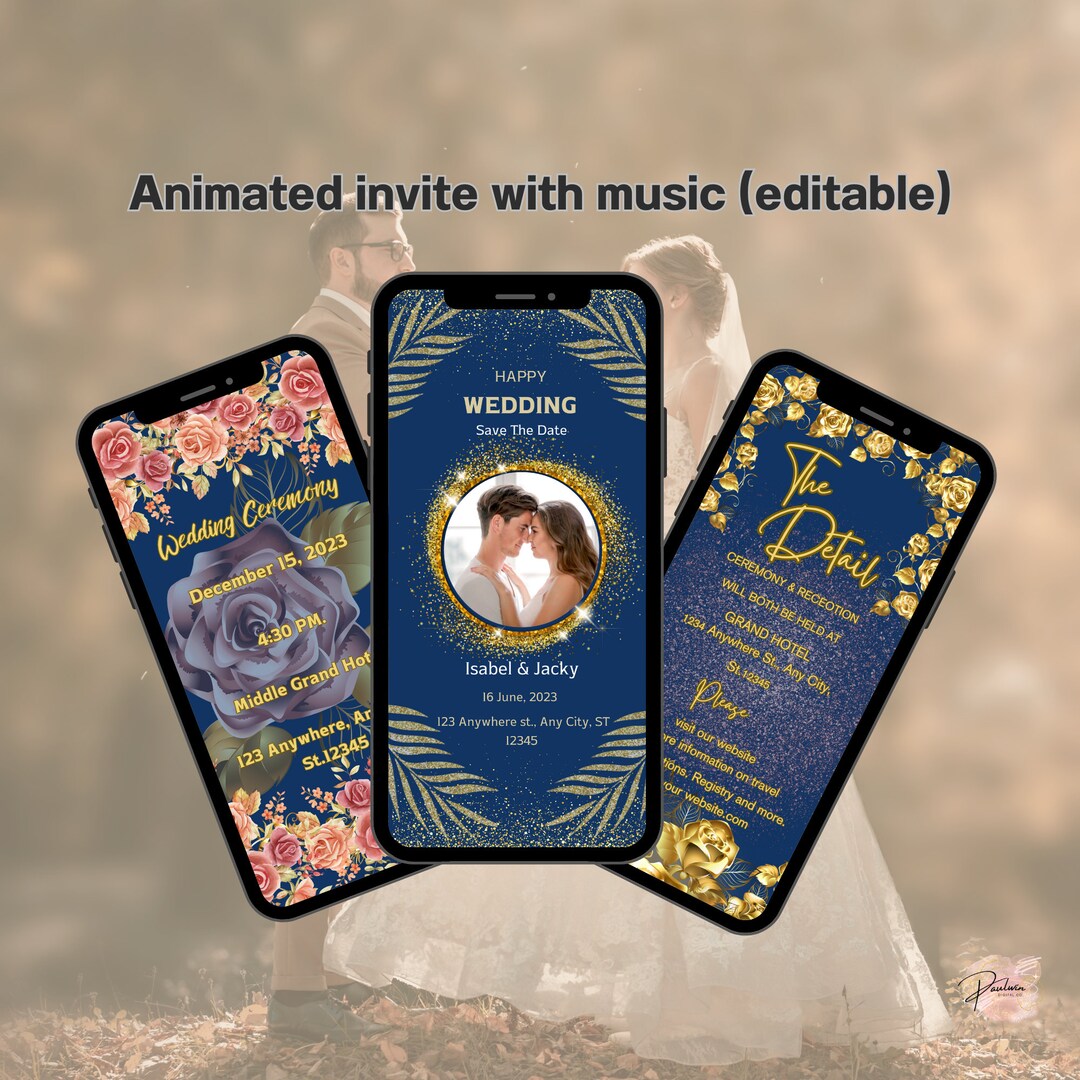 Digital Wedding Invitation, Electronic Save the Date Modern Wedding Invitation, Wedding