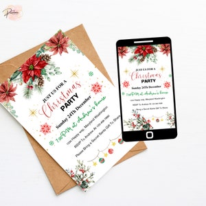 Editable Christmas Party Invitation, Christmas Party Invite, Christmas Party Printable Holiday Party, DIY Template, instant download