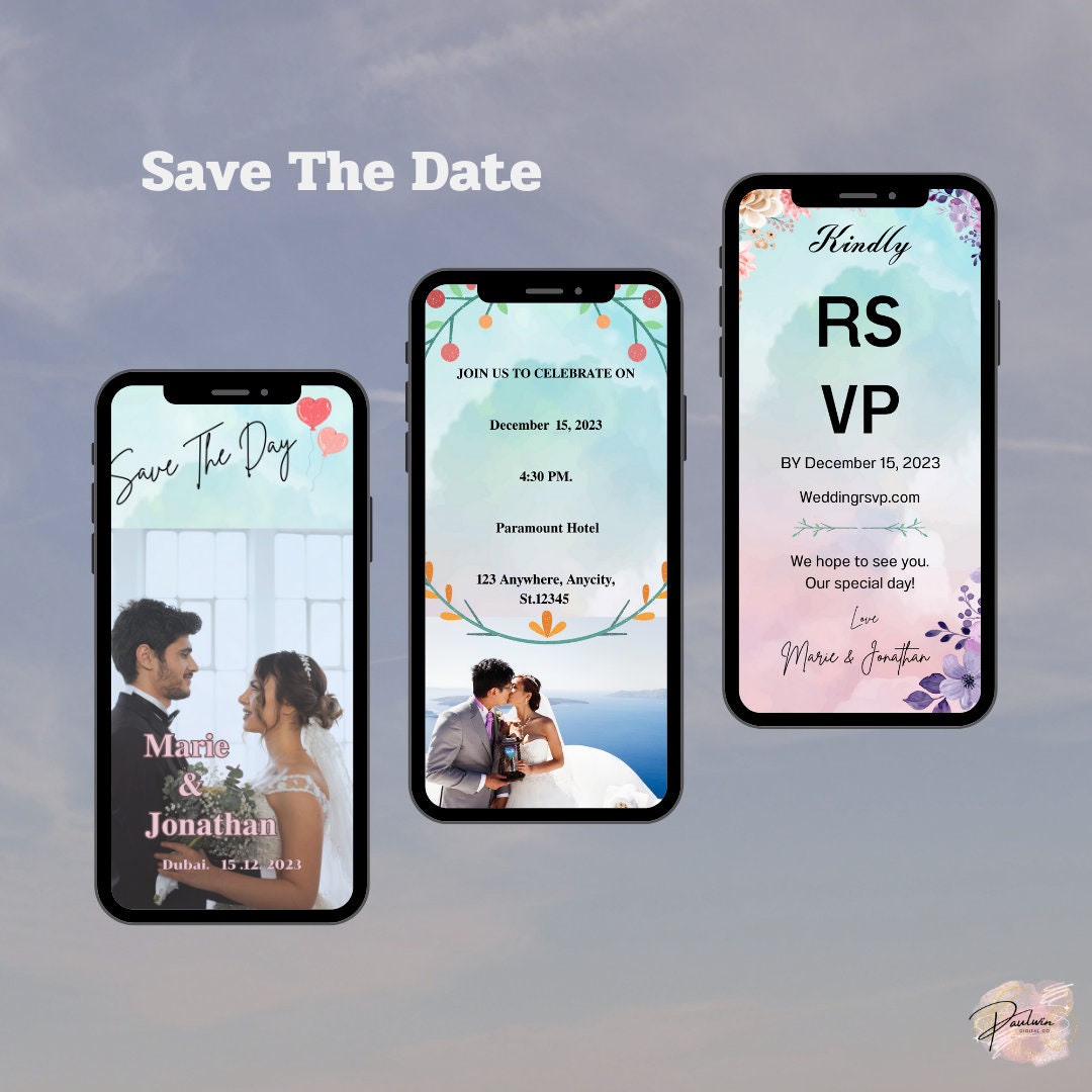 Digital Wedding Invitation, Wedding Invitation Template, Modern Wedding