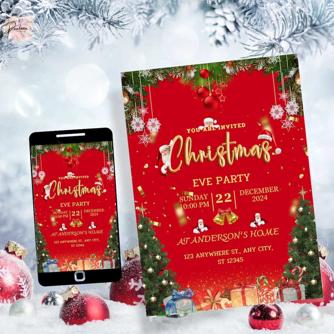 Editable Christmas Party Invitation, Christmas Party Invite, Christmas