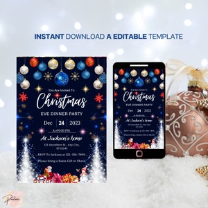 Editable Christmas Party Invitation, Christmas Party Printable Holiday Party, Christmas Party Invite, Festive Invite Digital Download