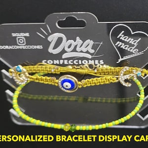 Cartões de exibição de pulseira personalizados, acrílico transparente, embalagem de pulseira personalizada de papelão duro, cartão de exibição de pulseira,