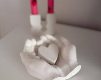 Ceramic jewelry tray | With heart or plain design | Minimalist key dish | Modern ring holder | Scandinavian decor gift