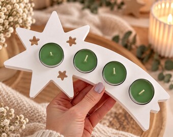 Tealight holder set of 4 • Advent wreath • Tealight • Shooting star • Gift idea • Christmas decoration • Candle holder Christmas decoration