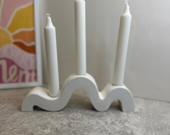 Wave-shaped candle holder • minimalist • modern • gift idea • candle decoration • stick candles • wave • ceramic
