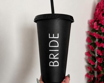 Personalized mug with straw | Drinking mug with name | Reusable mug | Gift | Bachelor/Bachelorette party | Wedding | Wagon ride