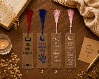 Bookish Acrylic Bookmarks | Bookmarks for Bookworms | Book Gift | Gift for Book Lovers | 5 Designs | Booklover | Gift