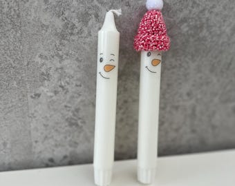 Snowman candle | Candle with hat | Taper candle | Christmas candle | Souvenir | Gift | Christmas | Secret Santa gift